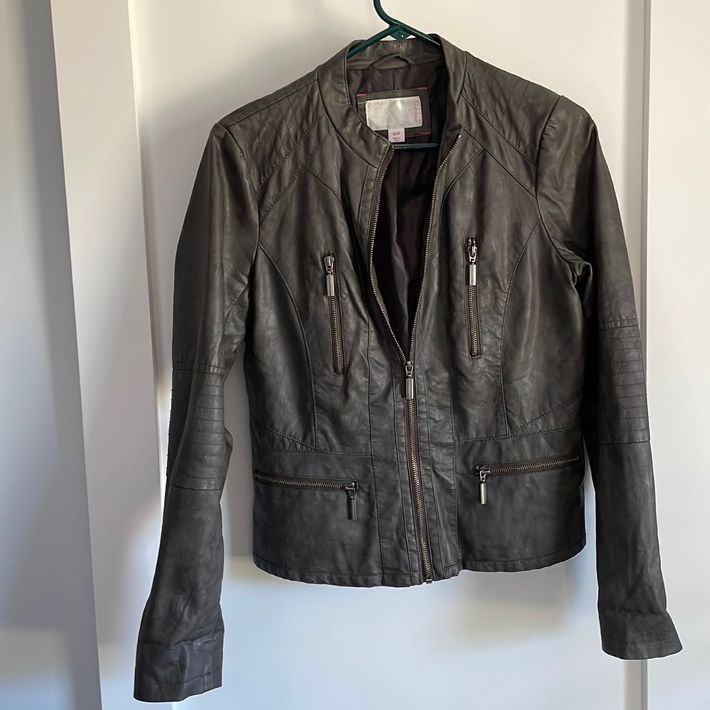 Faux leather jacket, gray, size medium